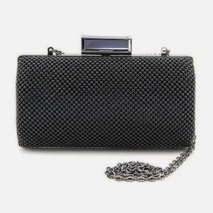 Vintage Jessica McClintock Textured Black Chain Strap Clutch